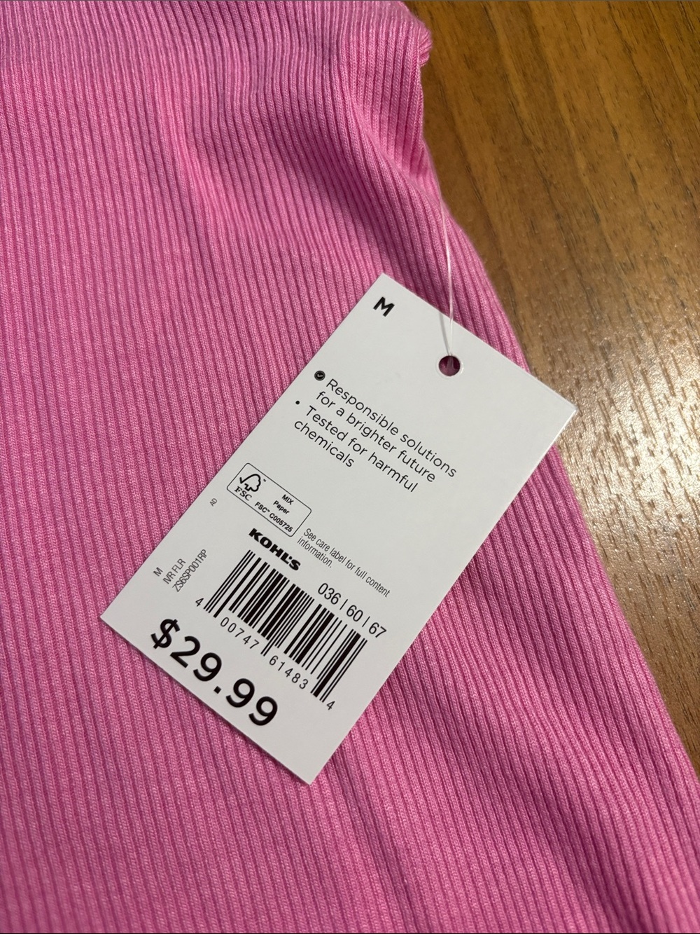 Pink Ribbed Henley Sleep Tank - Picture 2 of 5